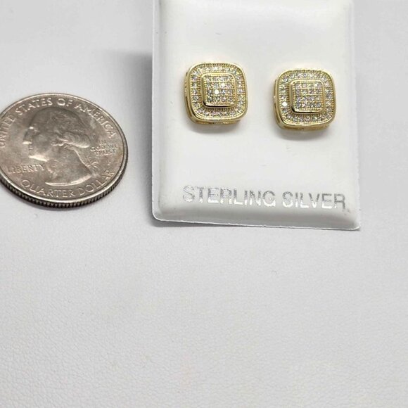 BRAND NEW   Sterling Silver 925 Square Design Earrings - Picture 3 of 4